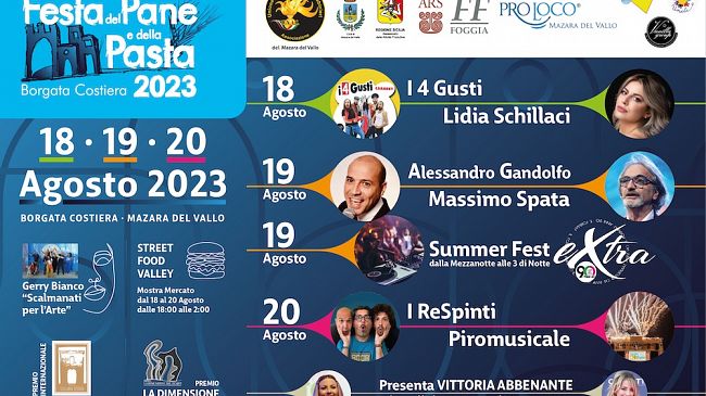 Mazara, al via oggi, a Borgata Costiera, la VII Edizione Festa del Pane e della Pasta