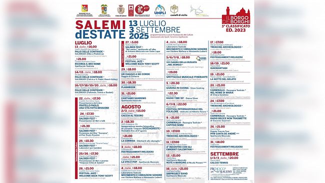 Salemi, pubblicato il cartellone degli eventi estivi “SalemidEstate2025”