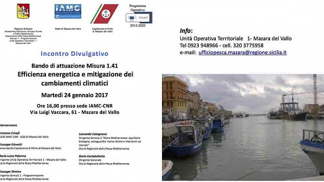 Mazara, domani l’incontro divulgativo per i finanziamenti nel settore pesca