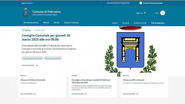 Petrosino, online il nuovo sito web del Comune 
