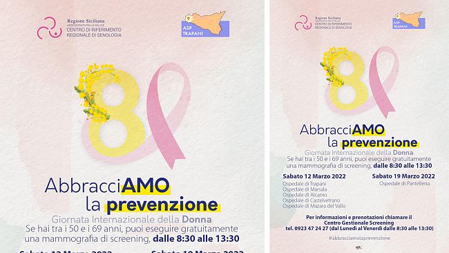 Asp Trapani, ‘AbbracciAmo la prevenzione’, per le donne Screening gratuiti