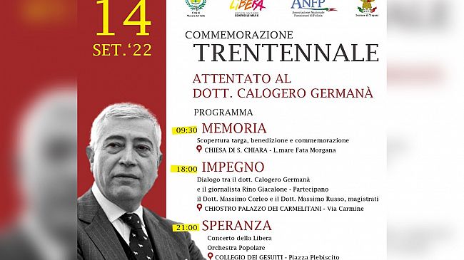 Mazara, trentennale attentato commissario Germanà: il programma