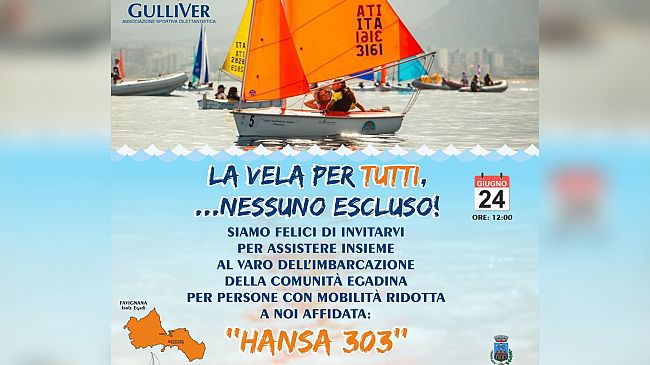 Alle Egadi la vela per tutti, sabato il varo di un’imbarcazione per persone con disabilità
