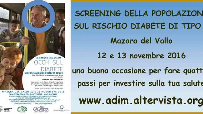 Mazara, Giornata Mondiale del Diabete: visite gratuite rischio diabete di tipo 2