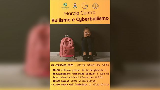 Castellammare del Golfo, una panchina gialla ed una marcia per dire no al bullismo ed al cyberbullismo