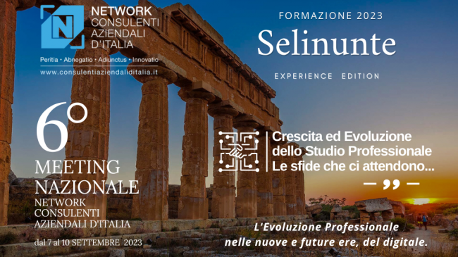 A Selinunte dal 7 al 10 settembre 6° Meeting del Network dei Consulenti Aziendali d’Italia