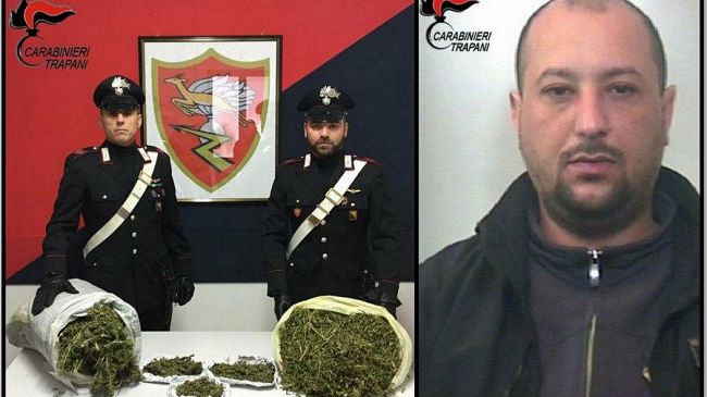 Marsala. Nascondeva a casa oltre 4 kg di marijuana.  Arrestato dai Carabinieri un pregiudicato marsalese, già agli arresti domiciliari