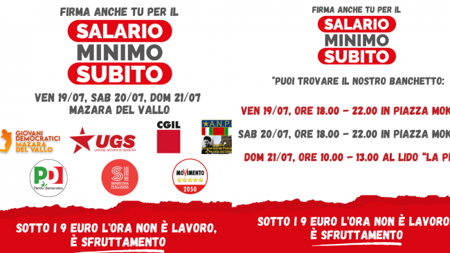 Mazara, costituito comitato di raccolta firme sul salario minimo 