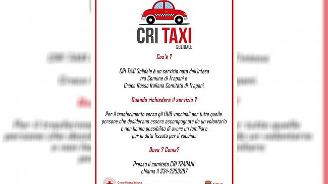 Trapani, attivo il servizio “CRI Taxi Solidale” per chi ha difficoltà a raggiungere l’hub