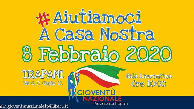 Evento #AIUTIAMOCIACASANOSTRA, Sabato 8 Febbraio a Trapani