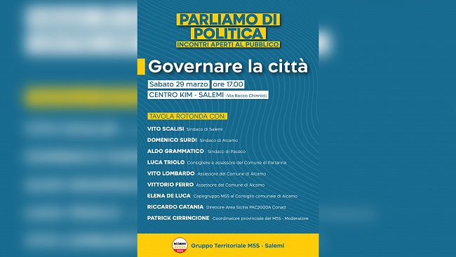 Salemi, secondo incontro di “Parliamo di Politica”: Tavola Rotonda su “Governare La Città”