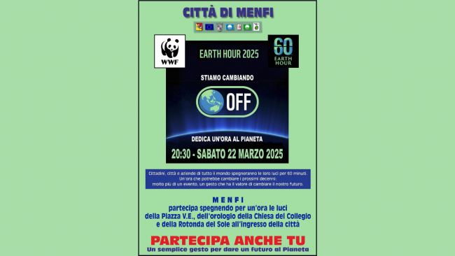 Menfi celebra l'​Earth Hour: spegne le luci e accende la consapevolezza ambientale