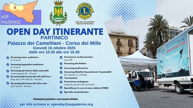 Prevenzione e salute, fa tappa anche a Partinico l'open day itinerante dell'Asp Palermo