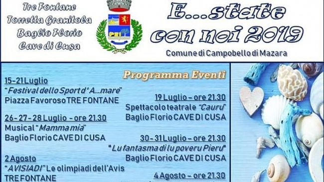 Campobello: al via il cartellone delle manifestazioni “E… state con noi 2019”