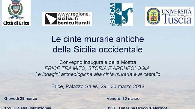 Al Palazzo Sales di Erice Giovedì 29 e Venerdì 30 marzo 2018 il convegno “Le cinte murarie antiche della Sicilia occidentale”