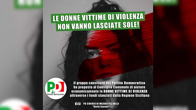 PD Mazara, proposta per aiutare economicamente le donne vittima di violenza