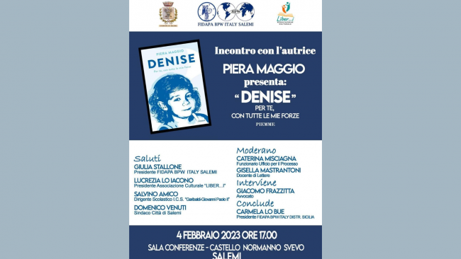 Salemi, presentazione del libro “Denise. per te, con tutte le mie forze”  