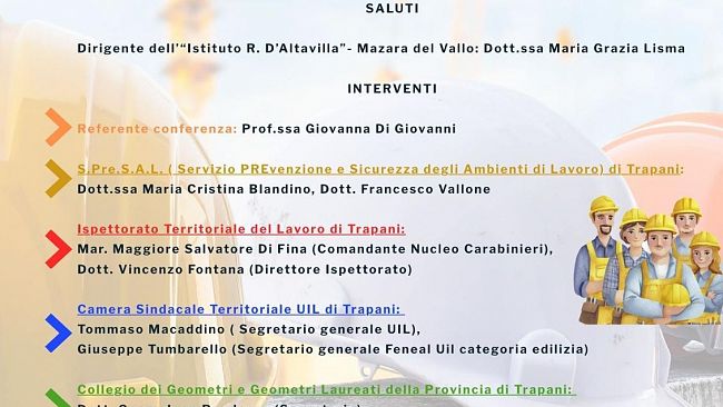 Mazara, sicurezza nei cantieri: il ruolo dei futuri tecnici al centro del convegno dell’Istituto 