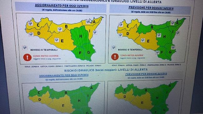 Castelvetrano, Attenzione stasera e domani rischio nubifragi allerta meteo giallo ( preallarme)