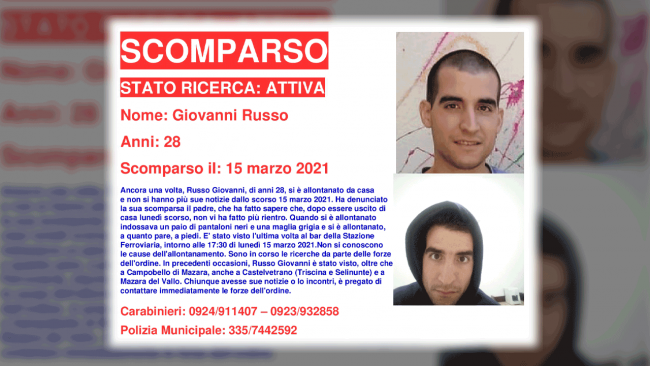 Campobello: scomparso Giovanni Russo
