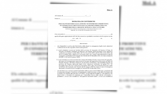 Campobello, nuova modulistica per richiedere contributo per danni subiti eventi calamitosi