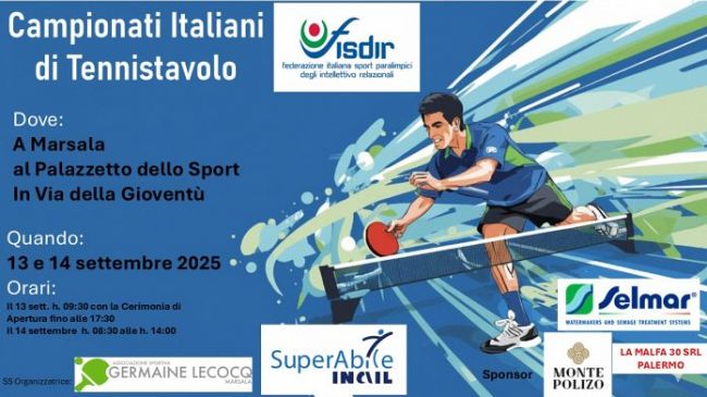 ​Marsala ospita il Campionato Italiano FISDIR di Tennis Tavolo