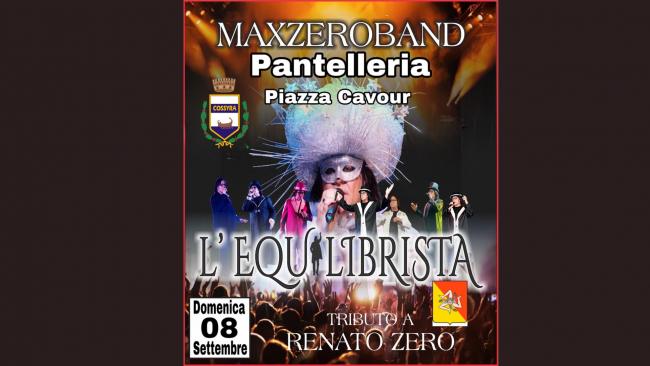 Pantelleria, l'8 settembre il concerto-tributo a Renato Zero della MaxZeroBand dal titolo