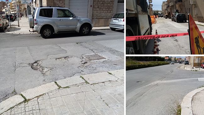 ​Trapani. Traverse della via Marsala in condizioni disastrose