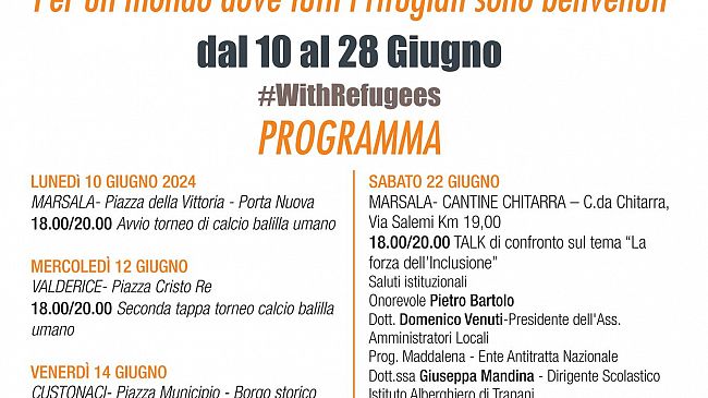 Marsala, Giornata Mondiale del Rifugiato organizzate dalla cooperativa sociale Badia Grande con il patrocinio del Comune