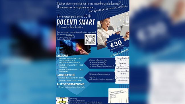 Al via il corso di formazione sull'IA per docenti, organizzato dalle sezione UCIIM di Castelvetrano e Campobello