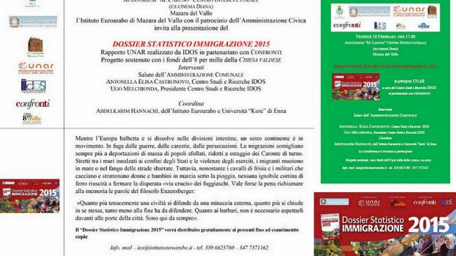 Istituto Euroarabo Mazara: Dossier Statistico immigrazione 2015