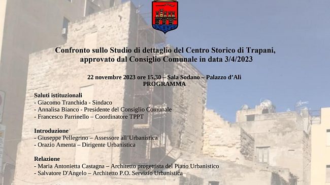 Trapani, confronto sullo studio di dettaglio del centro storico