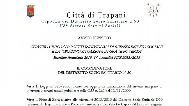 Avviso pubblico Sevizio Civico anno 2018