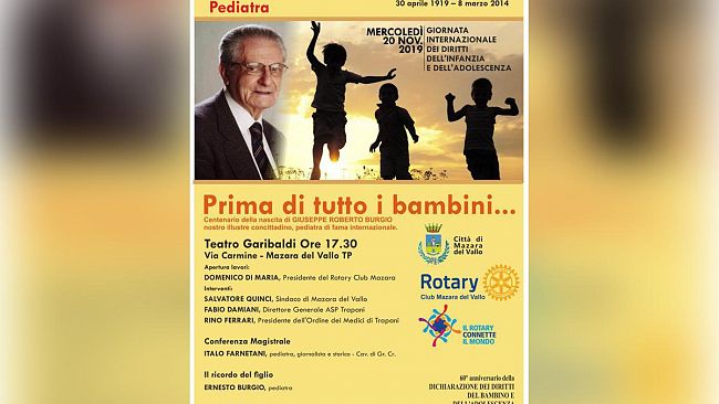 Mazara, “Prima di tutto i bambini”, manifestazione del Rotary in ricordo del pediatra Giuseppe Roberto Burgio