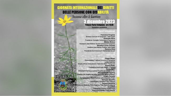 Giornata mondiale delle persone con disabilità, incontro pubblico domenica a Favignana