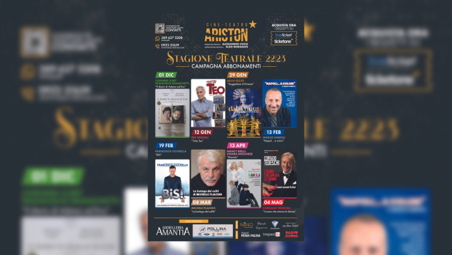 Al via la Stagione Teatrale 22/ 23 del Cine Teatro Ariston di Trapani 