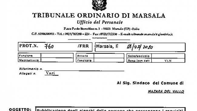 Mazara, pubblicati gli Elenchi delle persone in possesso dei requisiti di giudici popolari