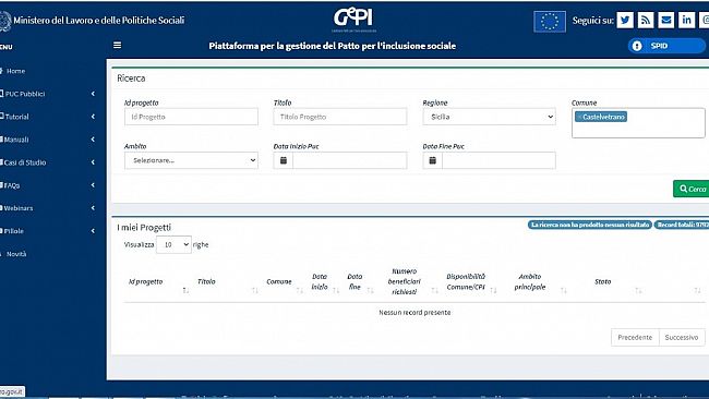 RDC il comune di Castelvetrano non richiede l'inserimento nei PUC