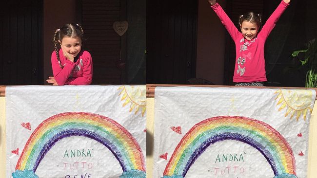 «Andrà tutto bene», i bambini e l’arcobaleno della speranza