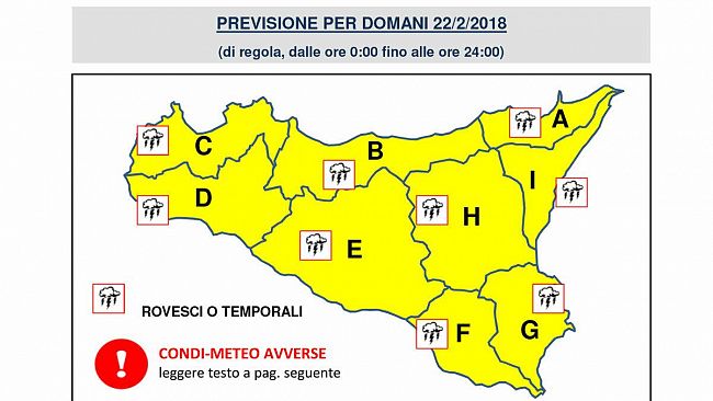 Allerta meteo per tutta la giornata di domani in Provincia