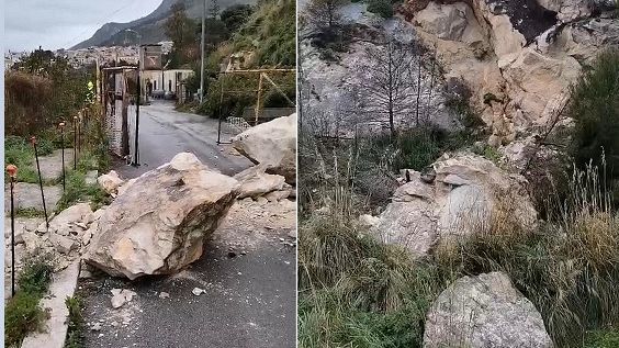 ​Castellammare, cede la parete rocciosa sulla strada di accesso al porto