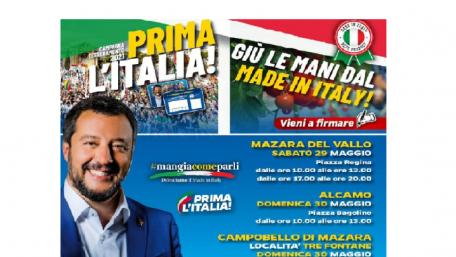 Tornano i Gazebo della Lega in difesa del Made in Italy, #MangiaComeParli
