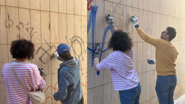 Mazara, i ragazzi della Consulta Giovanile rimuovono simboli nazifascisti dai muri della città