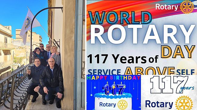 Esposta la bandiera del Rotary sul palazzo di città
