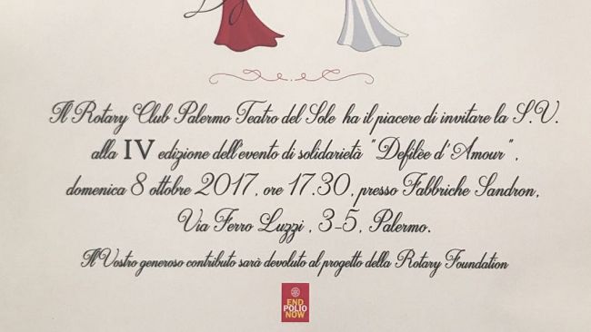 Serata di solidarietà del Rotary Club Palermo per sconfiggere la poleomelite