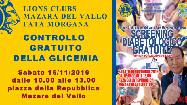 Mazara, sabato: controllo gratuito della glicemia in Piazza della Repubblica