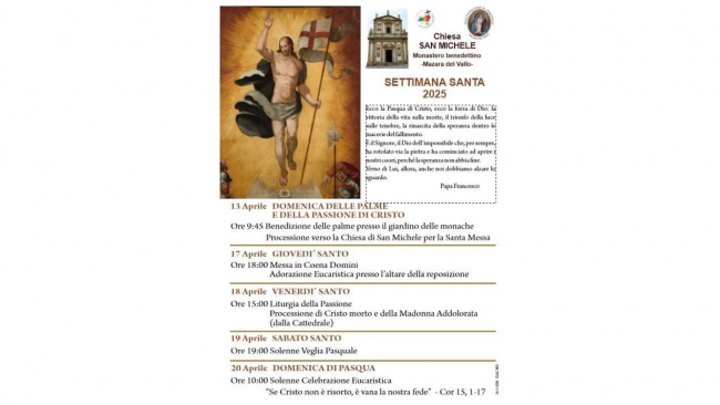 Mazara, Settimana Santa 2025: le celebrazioni presso la chiesa di San Michele 