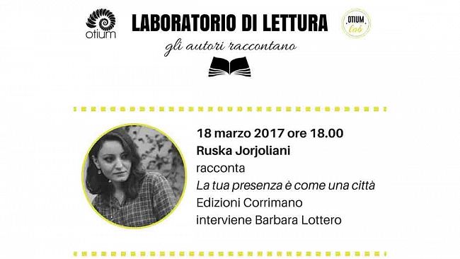 Marsala, domani ore 18.00 all’Otium Ruska Jorjoliani racconta il suo “La tua presenza è come una città”