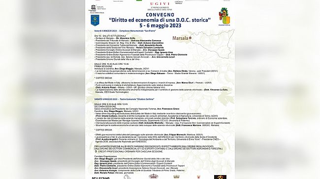 Marsala, oggi l'apertura del convegno “Diritti ed economia di una doc storica”