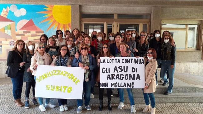 Aragona, protesta del personale Asu